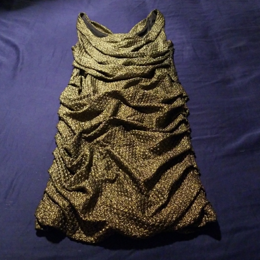 Gold Ruched Express Dress